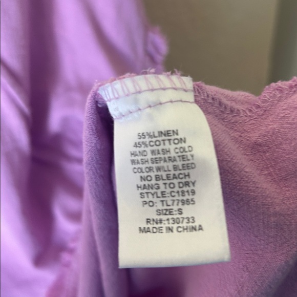 Umgee Lavender Boho Blouse Women’s Small Ruffle Sleeve Flowy Peasant Top - Picture 4 of 4